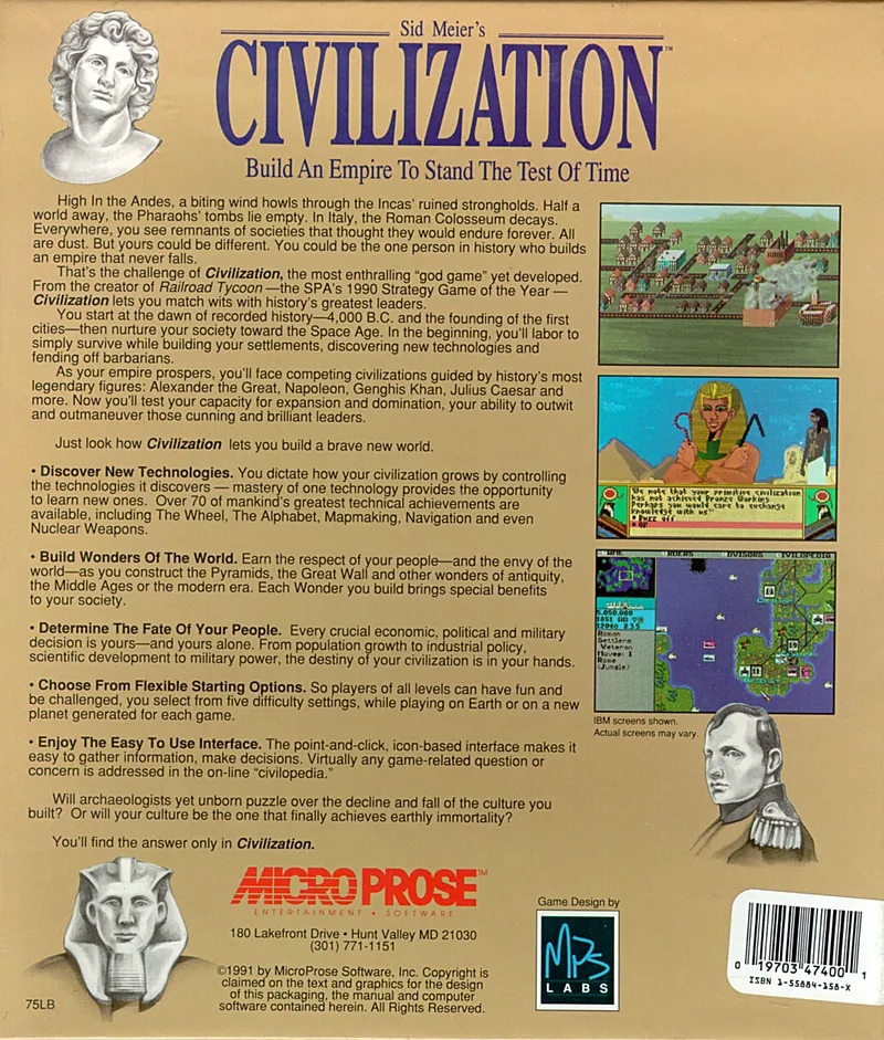 Sid Meier's Civilization box back