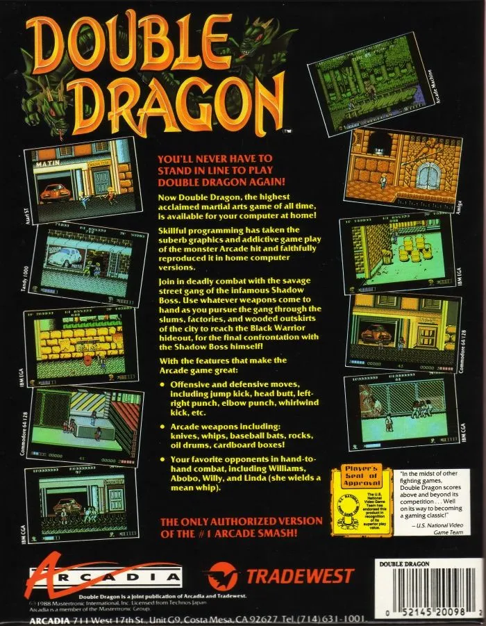 Double Dragon box back