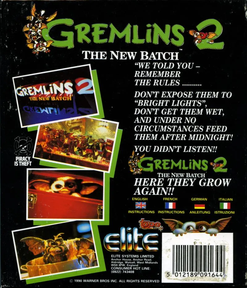 Gremlins 2: The New Batch (1990) box back
