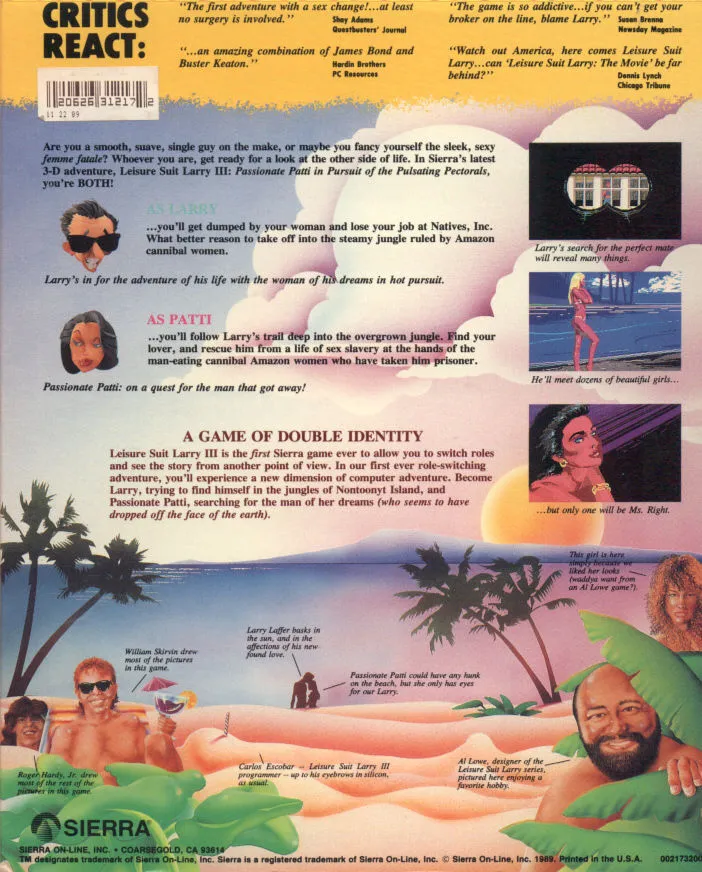 Leisure Suit Larry 3: Passionate Patti in Pursuit of the Pulsating Pectorals box back