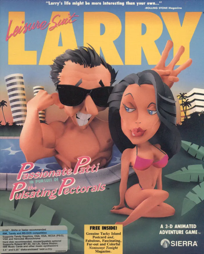 Leisure Suit Larry 3: Passionate Patti in Pursuit of the Pulsating Pectorals cover art for MS-DOS