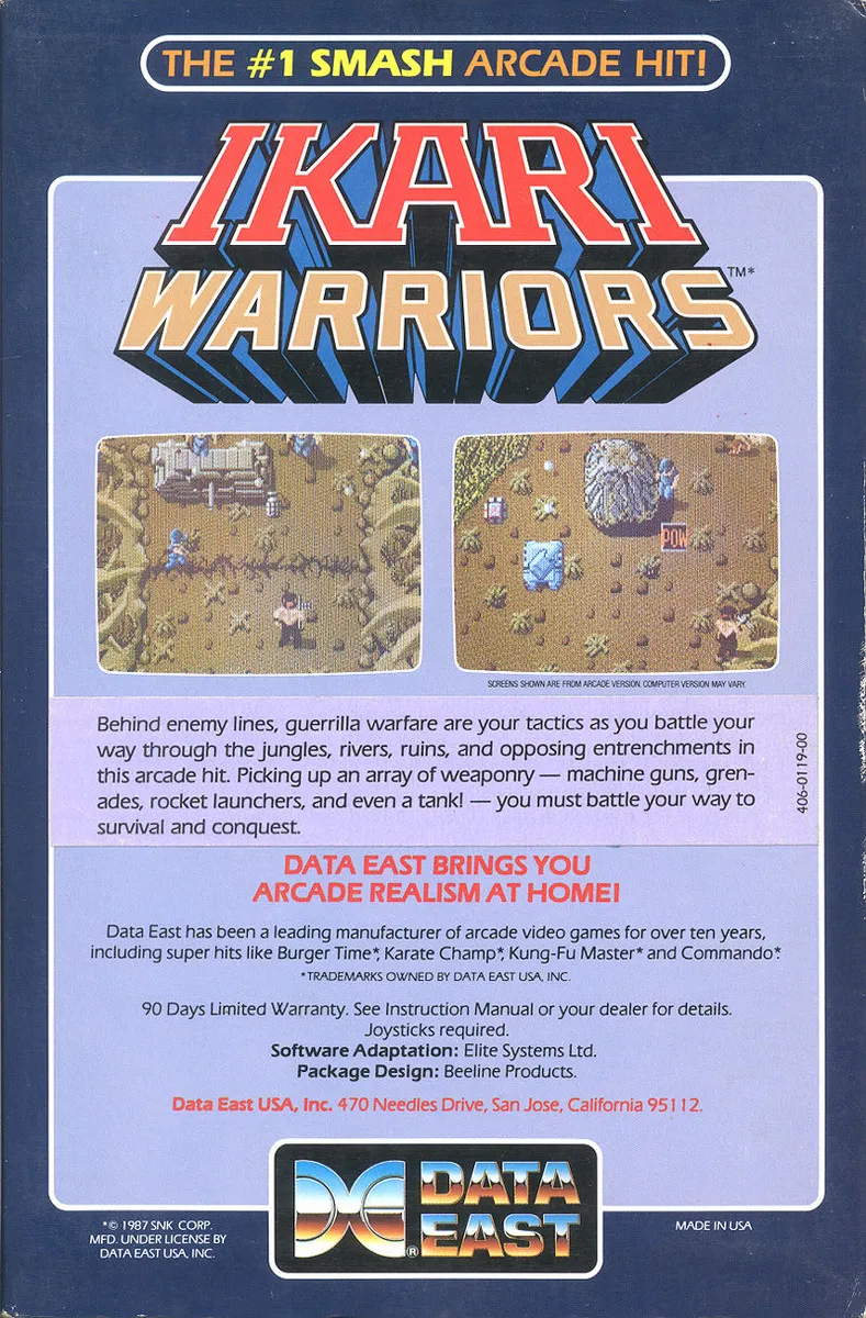 Ikari Warriors box back