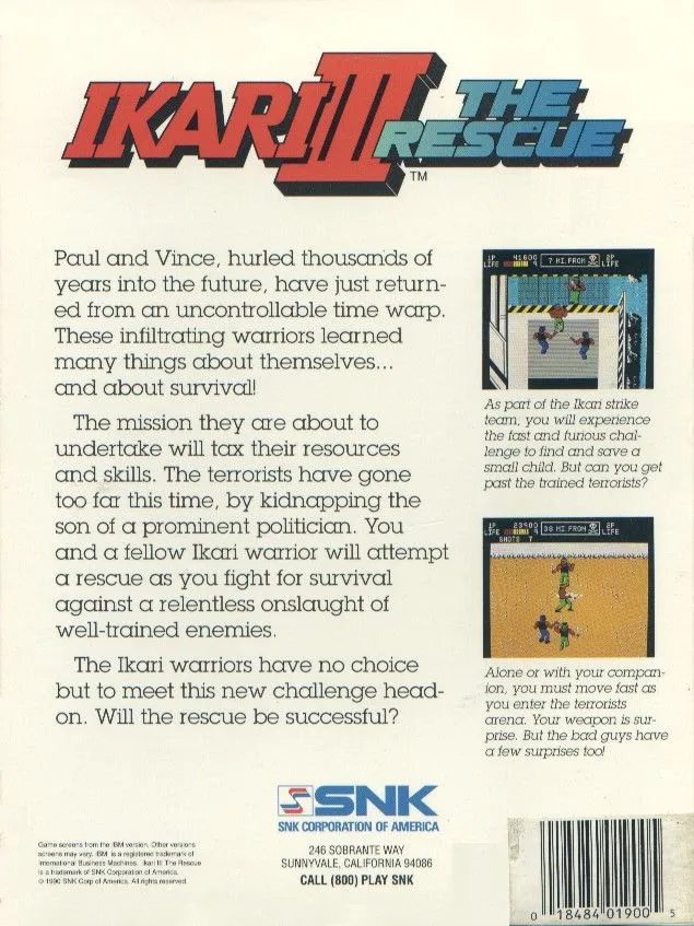 Ikari III: The Rescue box back