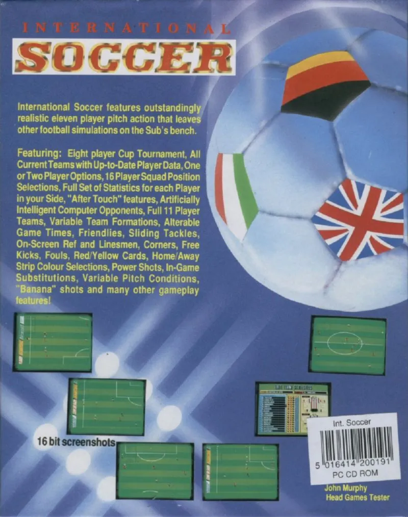 International Soccer box back