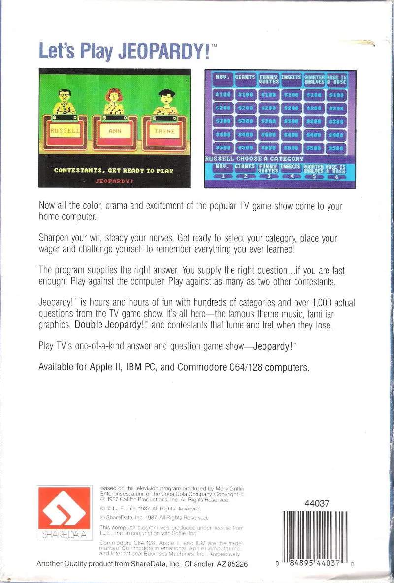 Jeopardy! box back