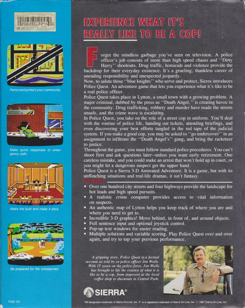 Backdrop artwork for Police Quest 1: In Pursuit of the Death Angel