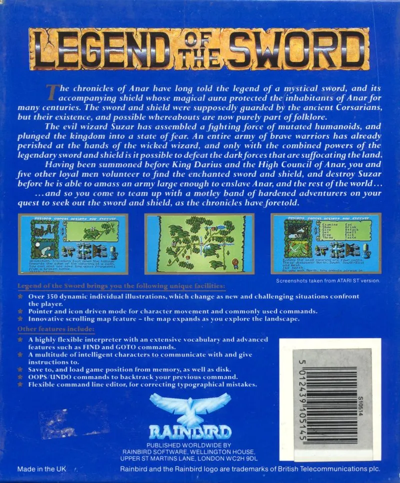 Legend of the Sword box back