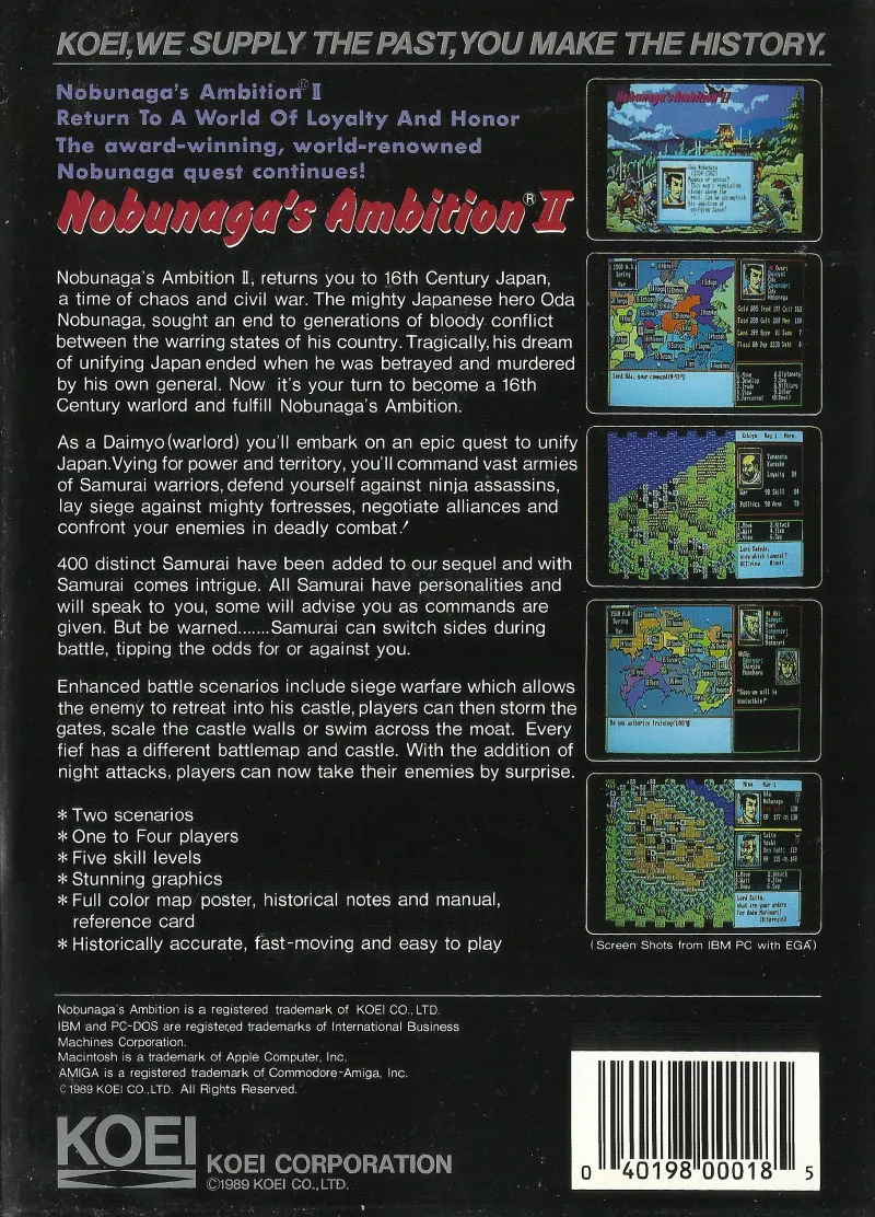 Nobunaga's Ambition II box back