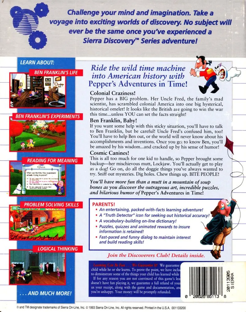 Pepper's Adventures in Time box back