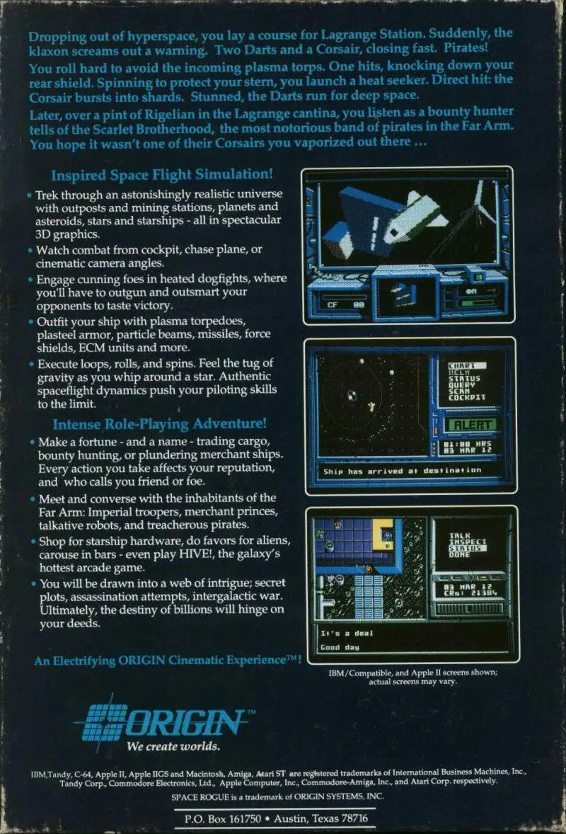 Space Rogue box back