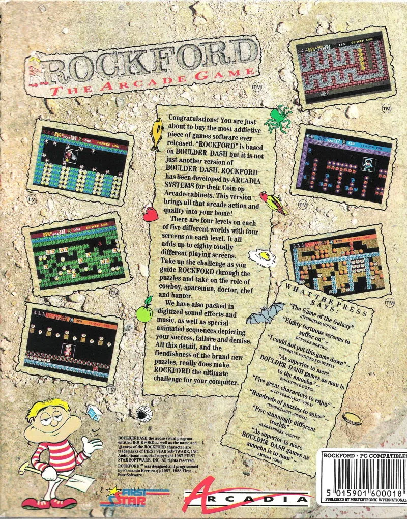 Backdrop artwork for Rockford: The Arcade Game