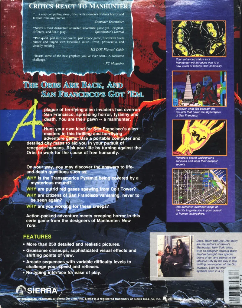 Manhunter 2: San Francisco box back