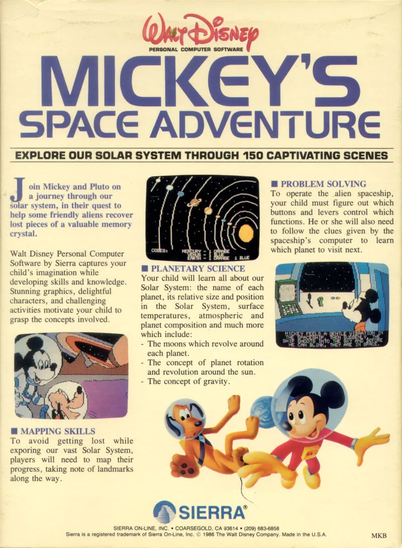 Mickey's Space Adventure box back