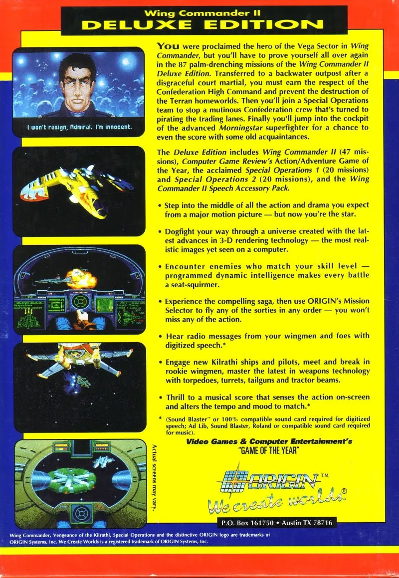 Backdrop artwork for Wing Commander II: Deluxe Edition