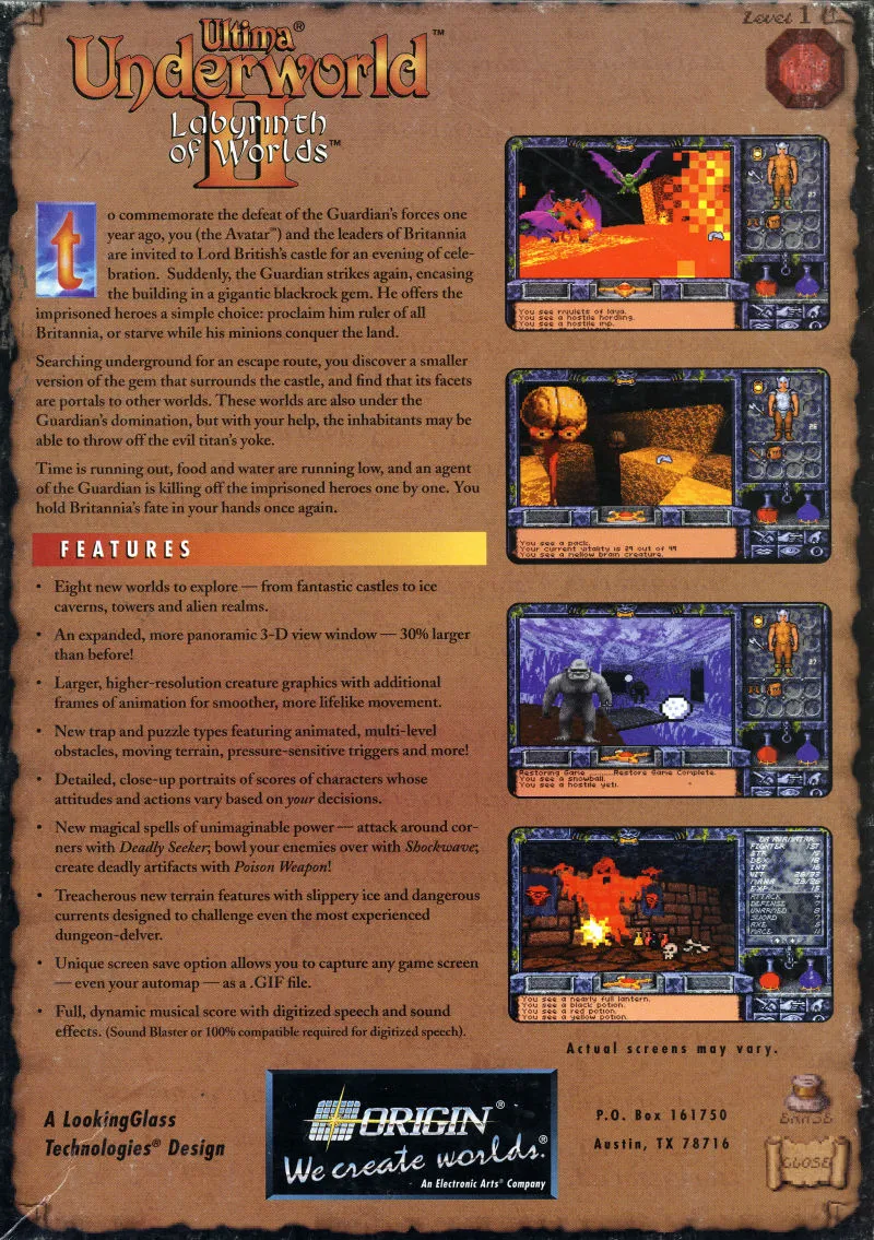 Ultima Underworld II: Labyrinth of Worlds box back
