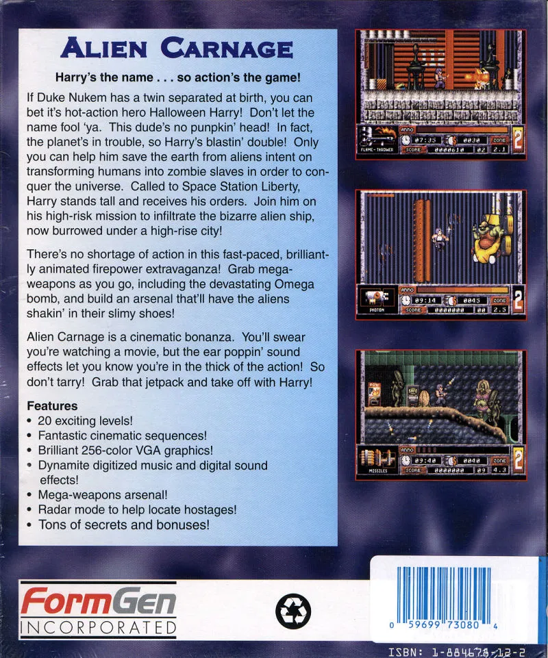 Alien Carnage box back