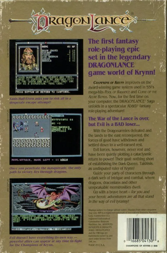 Champions of Krynn box back