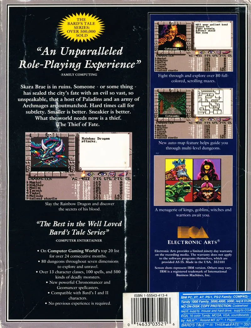 The Bard's Tale III: Thief of Fate box back