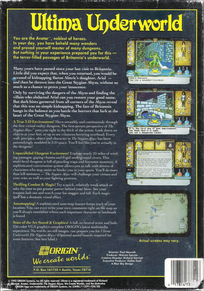 Ultima Underworld: The Stygian Abyss box back