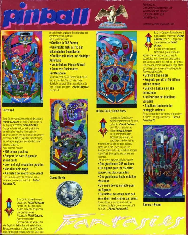 Pinball Fantasies box back