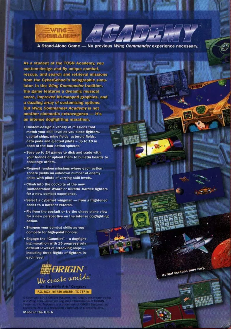 Backdrop artwork for Wing Commander Academy