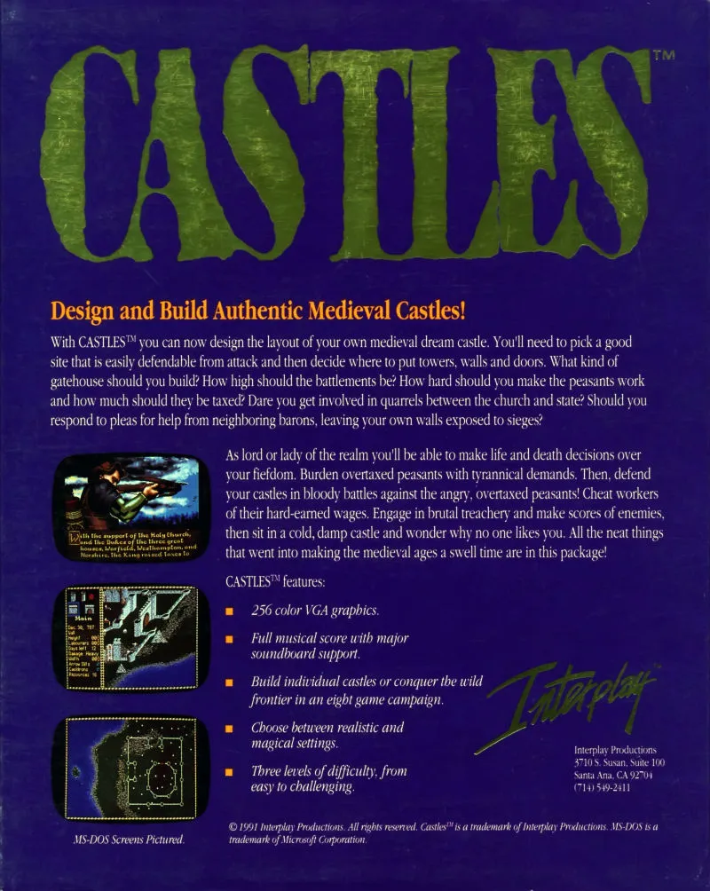 Castles box back