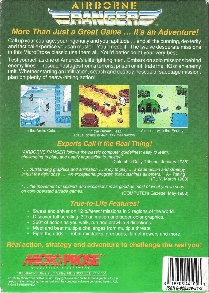 Airborne Ranger box back