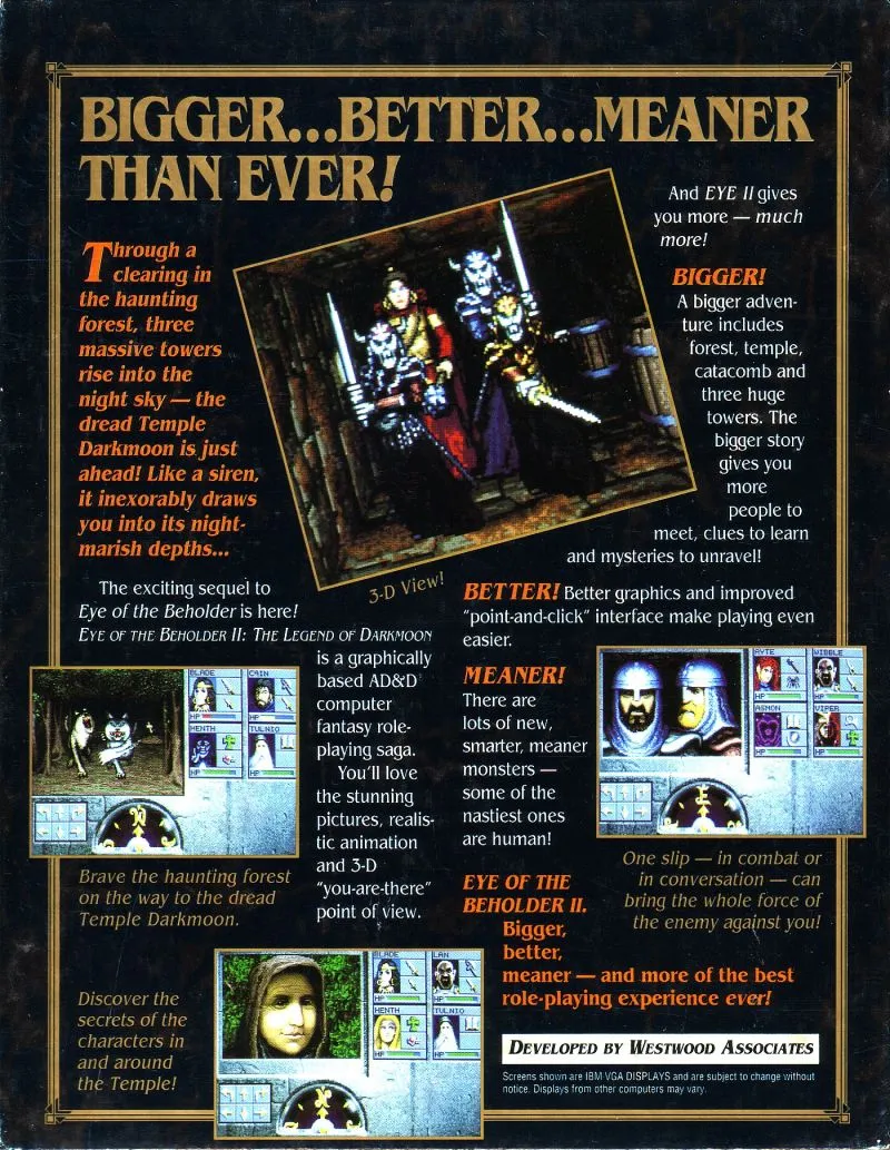 Eye of the Beholder II: The Legend of Darkmoon box back