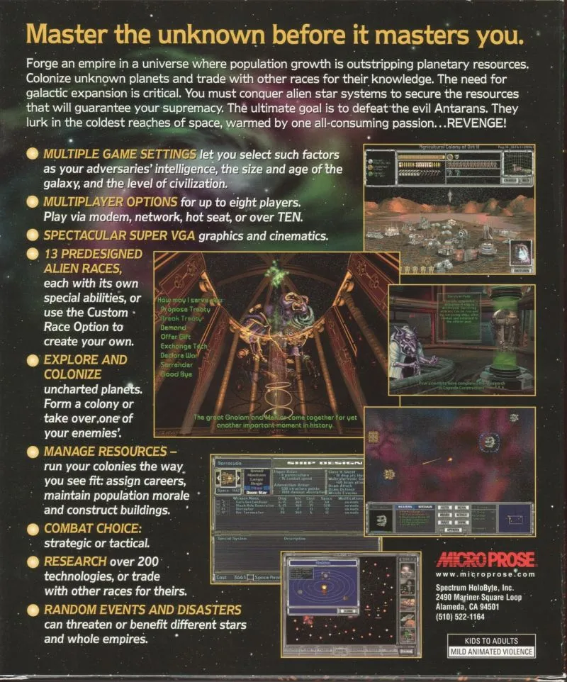 Master of Orion II: Battle at Antares box back