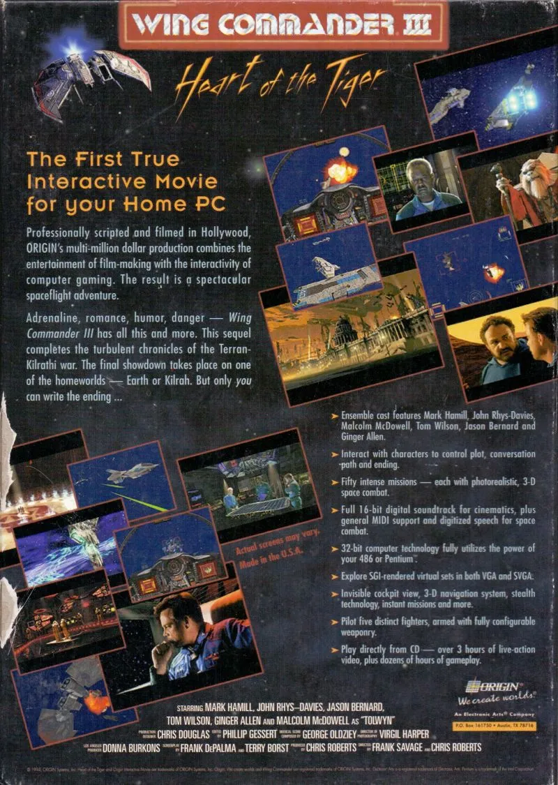 Wing Commander III: Heart of the Tiger box back