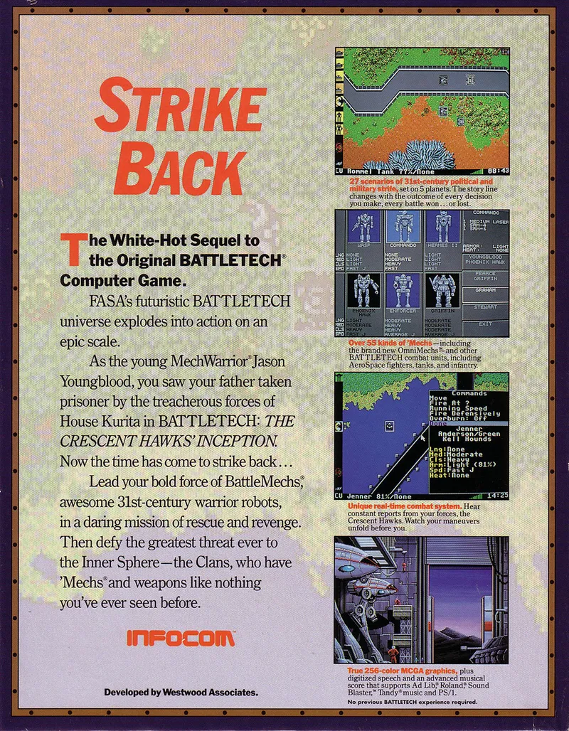 BattleTech: The Crescent Hawks' Revenge box back