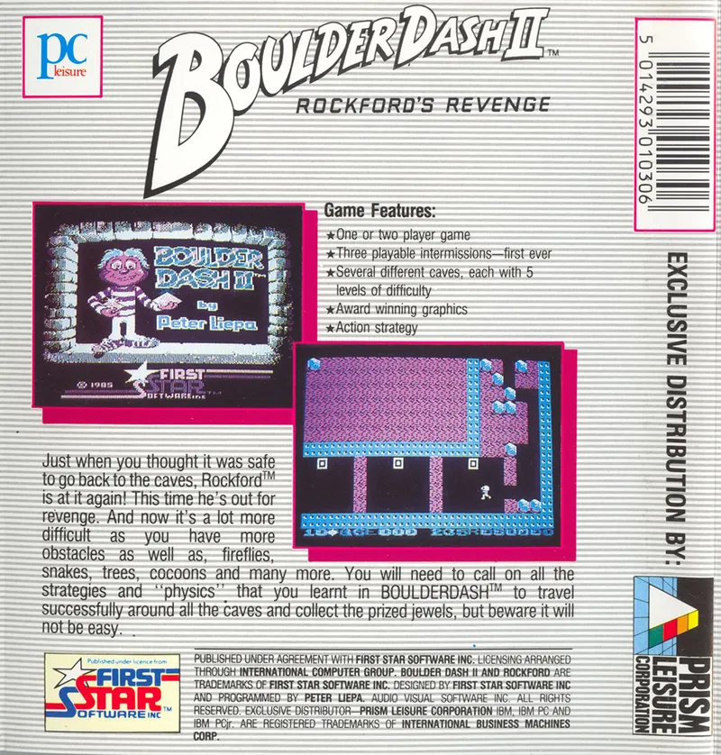 Boulder Dash II: Rockford's Revenge box back