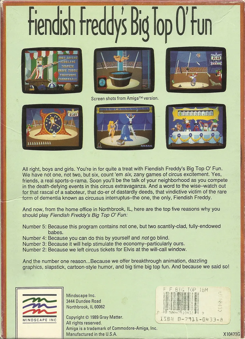 Fiendish Freddy's Big Top O' Fun box back