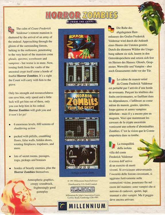 Horror Zombies from the Crypt box back