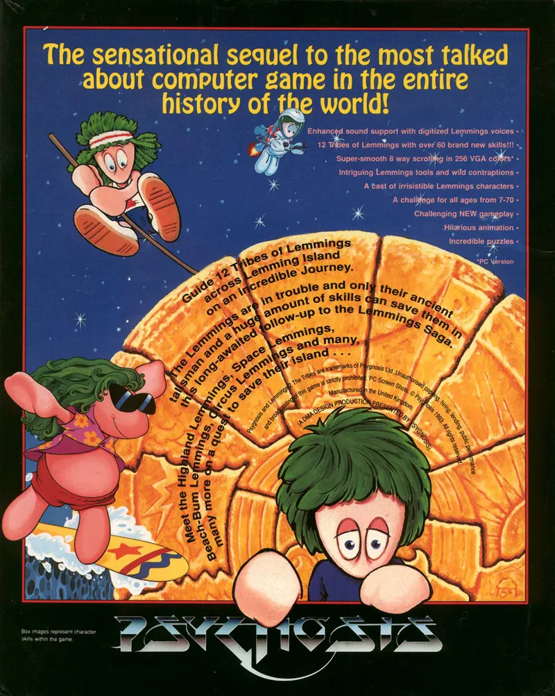 Lemmings 2: The Tribes box back