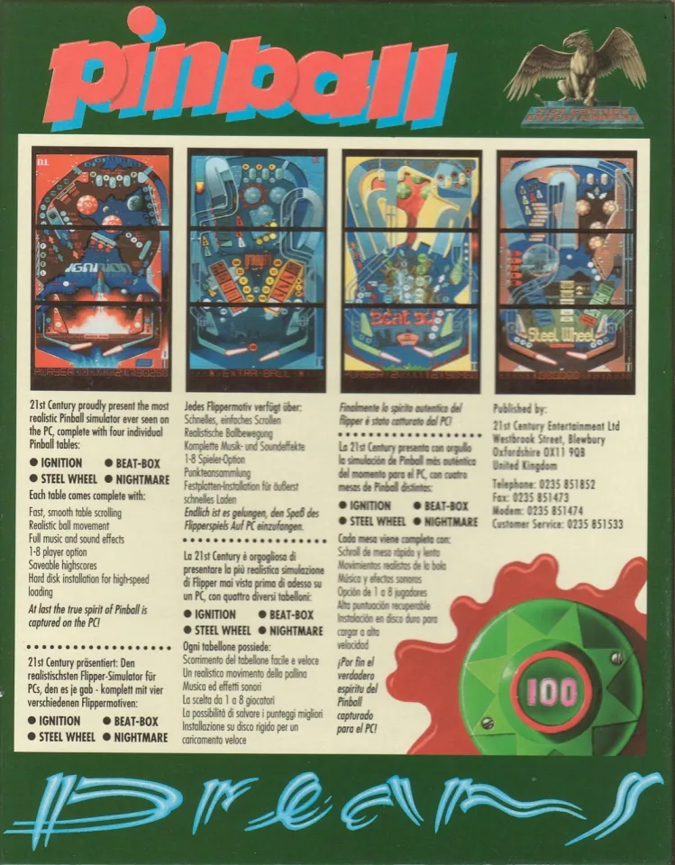 Pinball Dreams box back