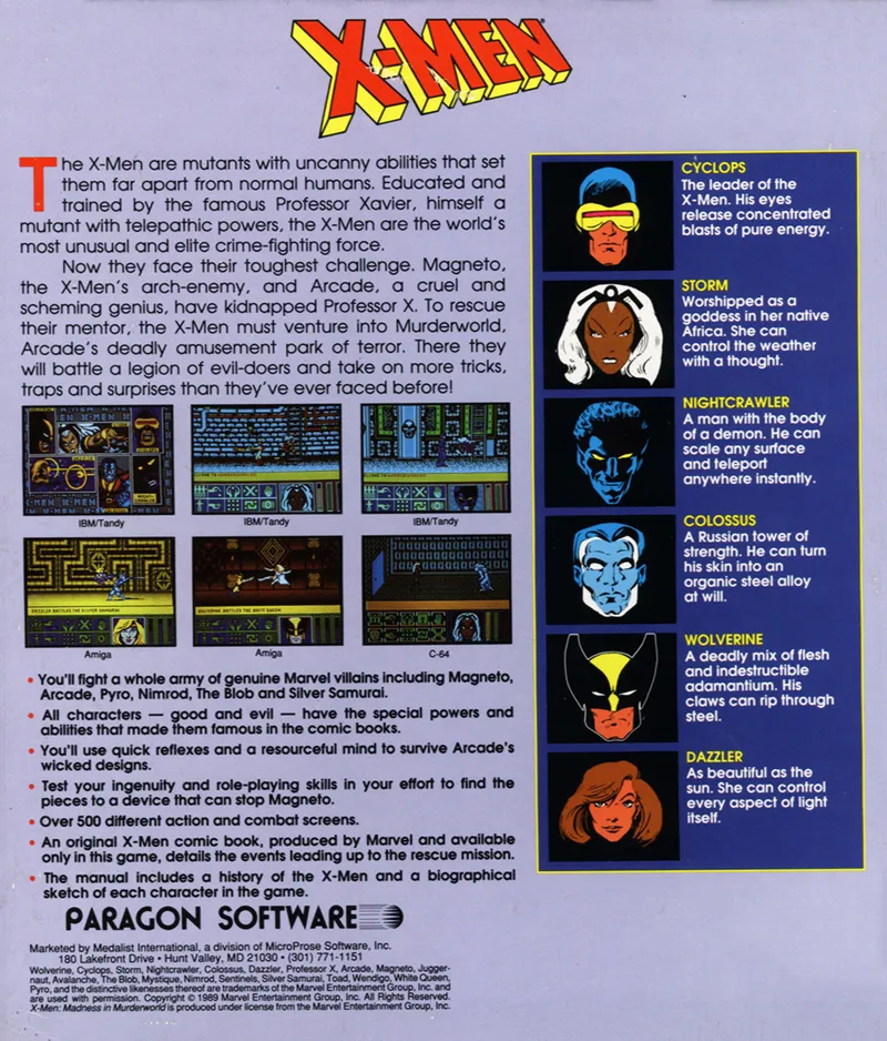 X-Men box back