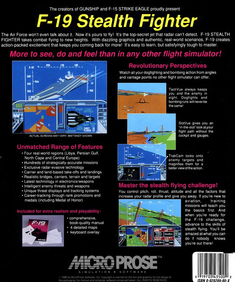 F-19 Stealth Fighter box back