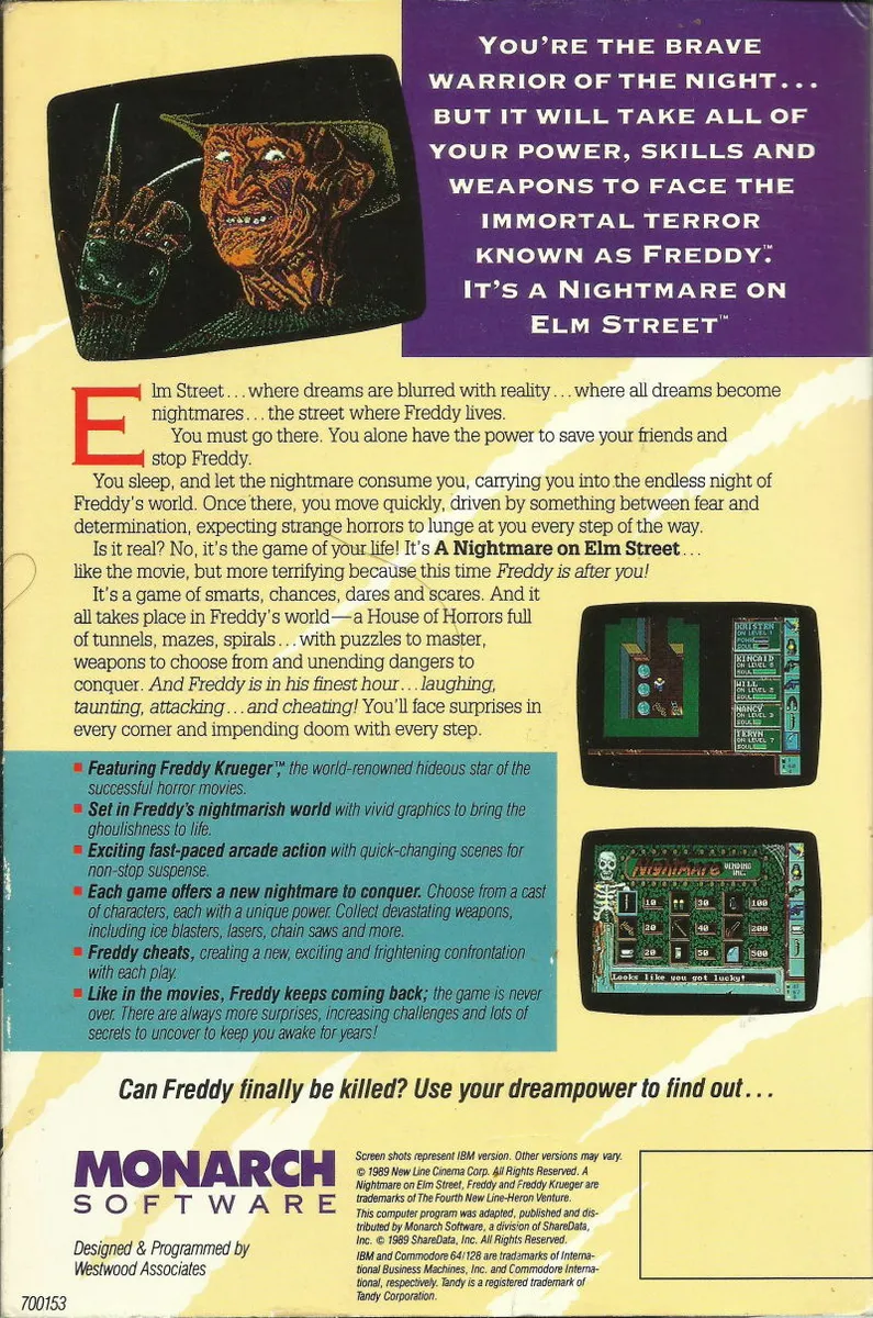 A Nightmare on Elm Street box back