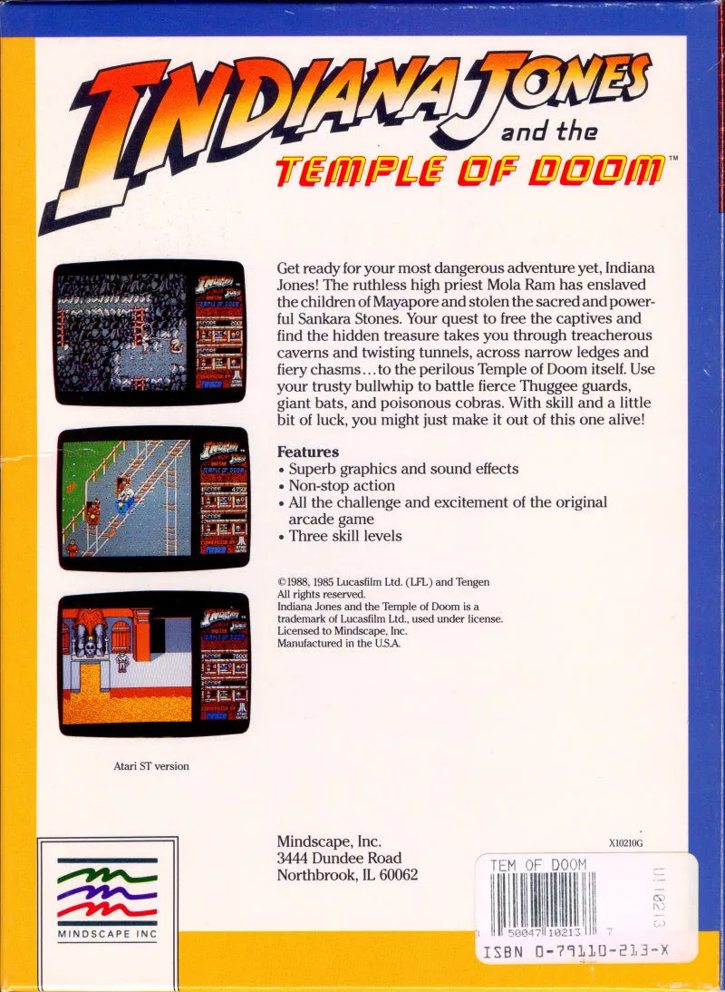 Indiana Jones and the Temple of Doom box back