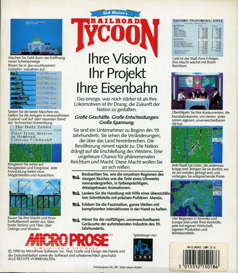 Sid Meier's Railroad Tycoon box back