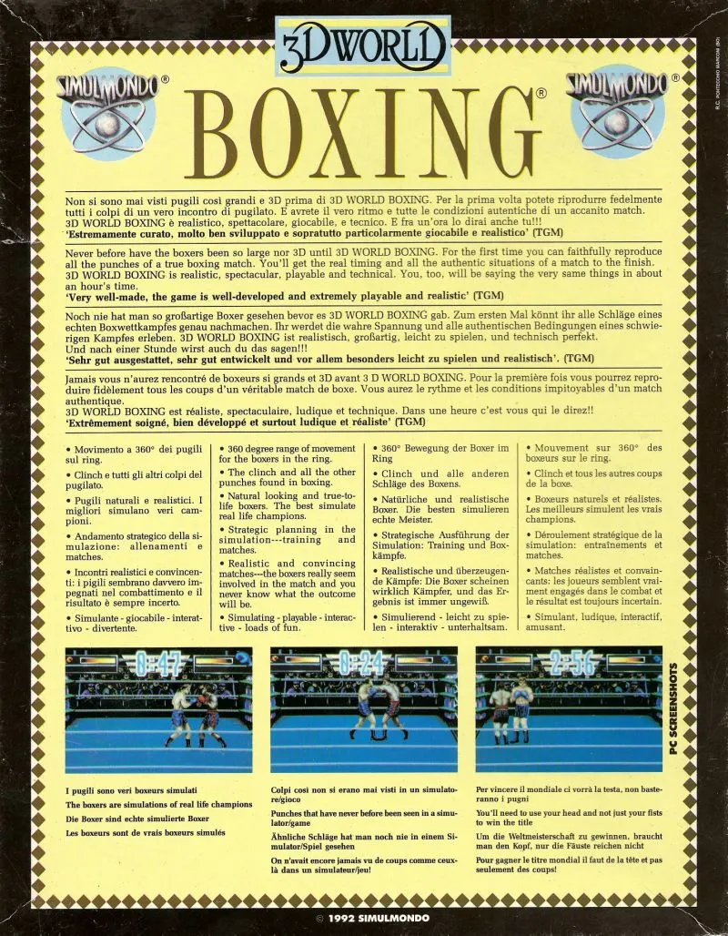 3D World Boxing box back