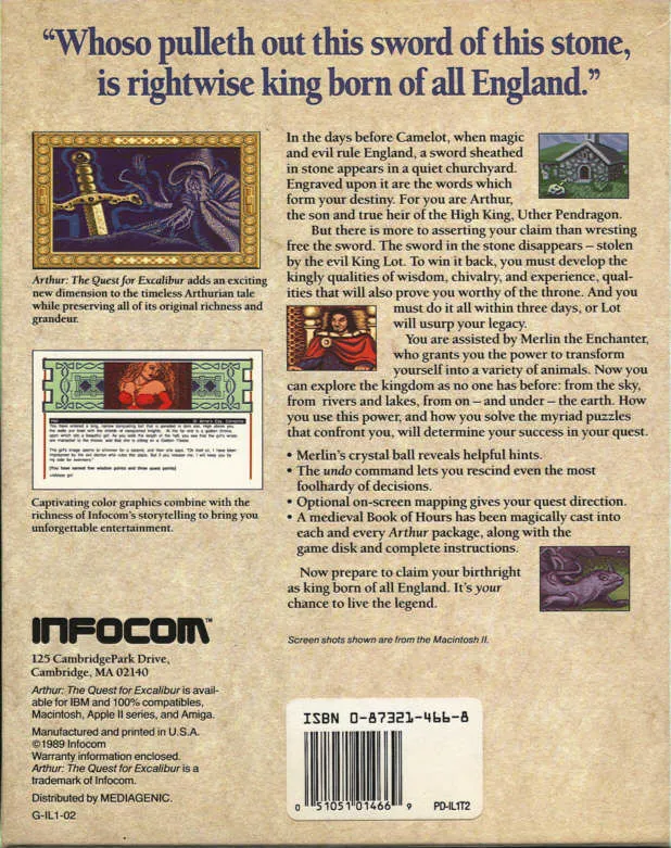 Arthur: The Quest for Excalibur box back