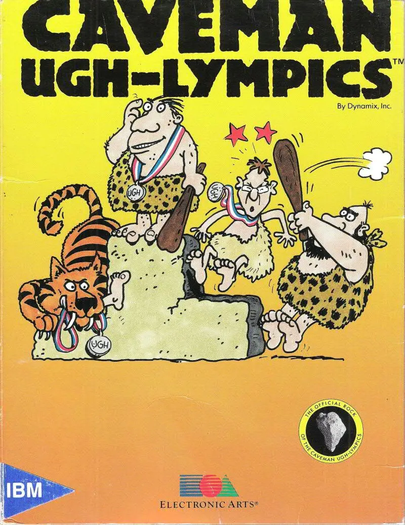 Caveman Ugh-lympics cover art for MS-DOS