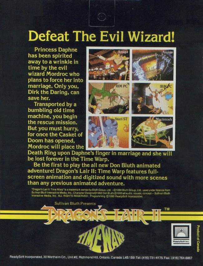 Dragon's Lair II: Time Warp box back