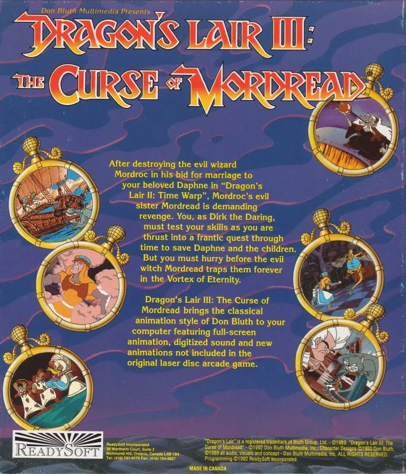 Dragon's Lair III: The Curse of Mordread box back