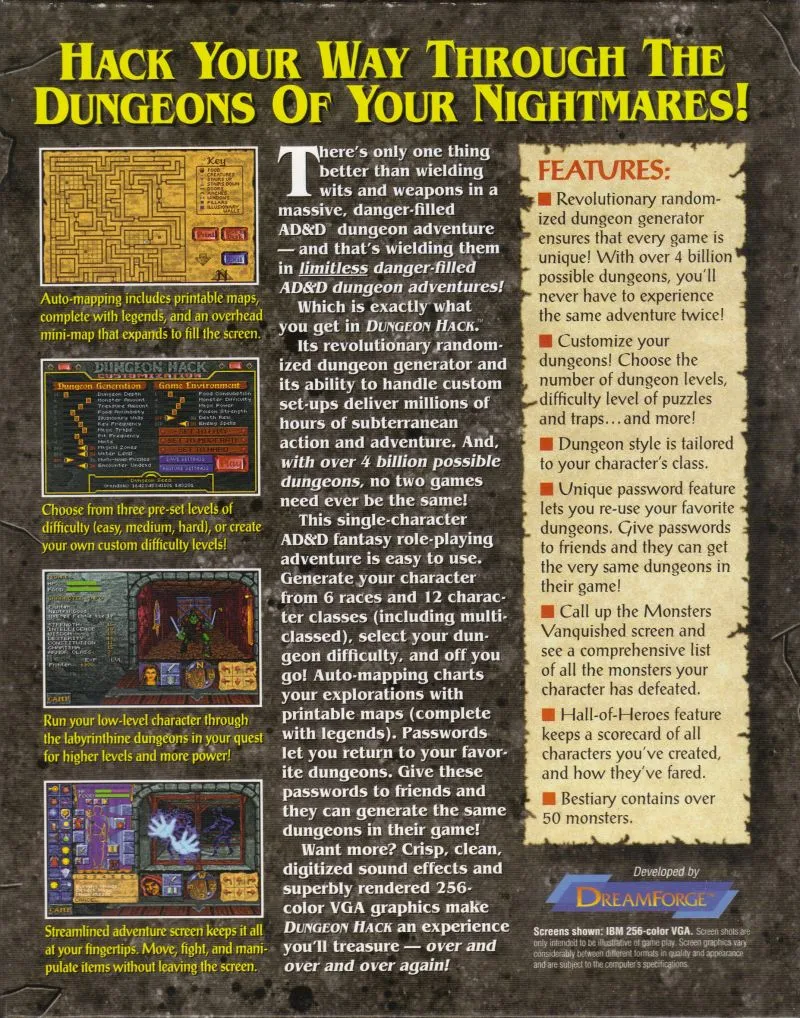 Dungeon Hack box back