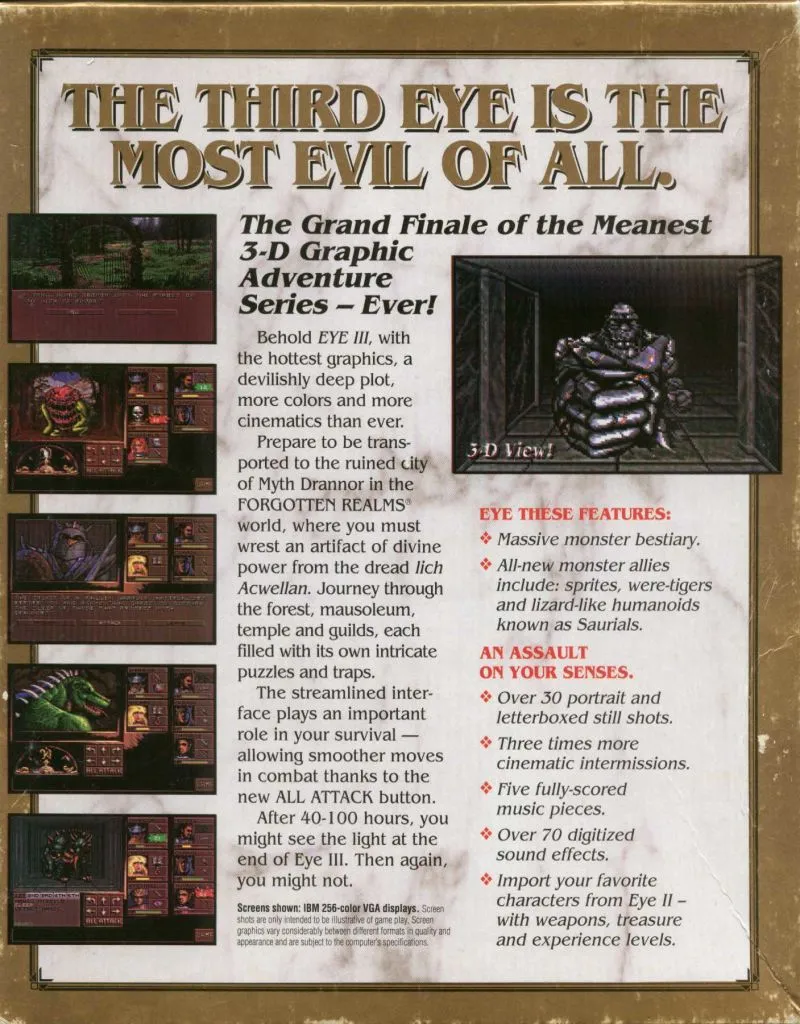 Eye of The Beholder III: Assault on Myth Drannor box back