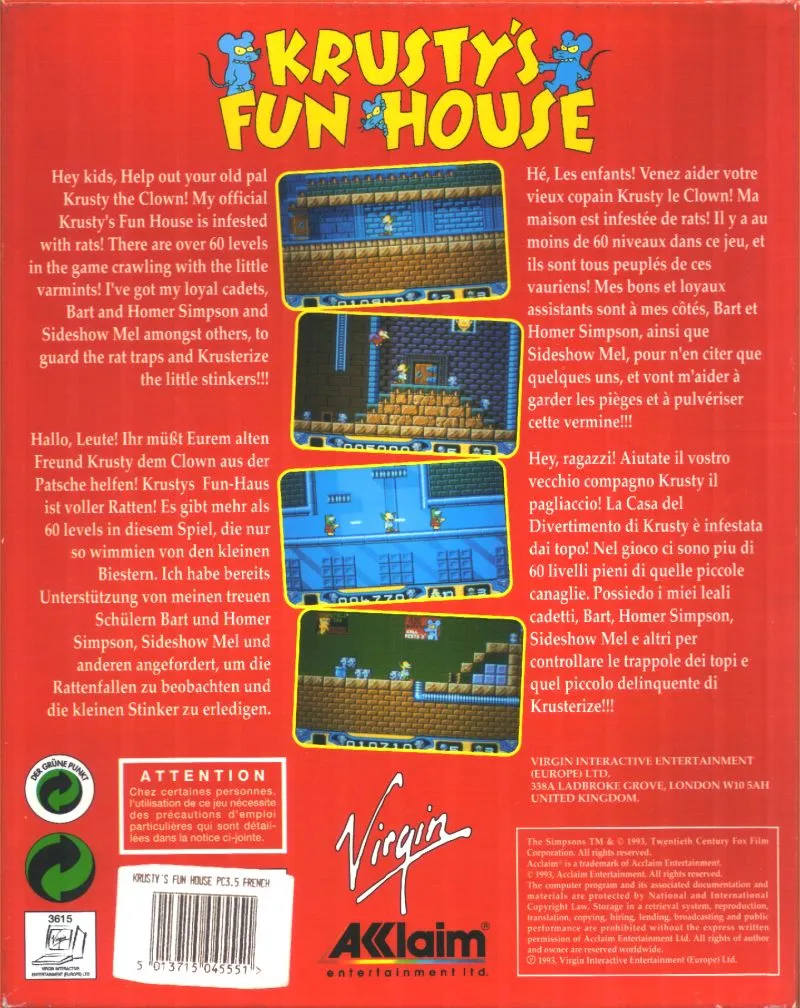 Krusty's Fun House box back