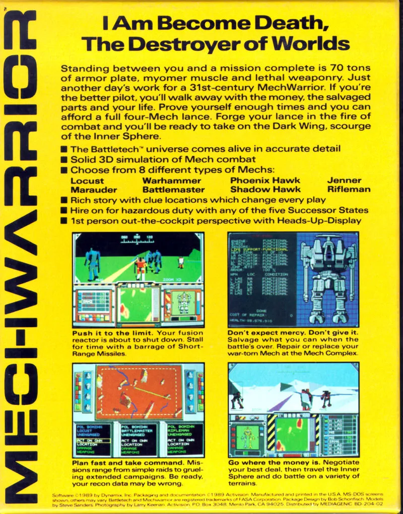 MechWarrior box back